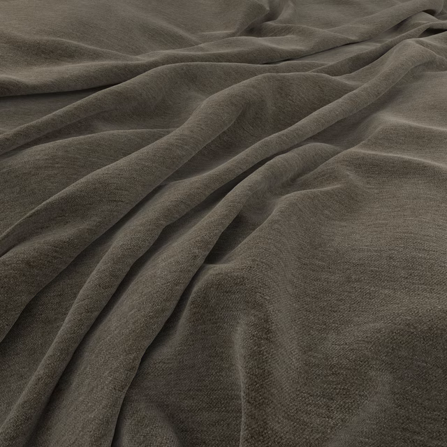 Muted olive-sage textile with brushed nap and deep, softly sculpted folds