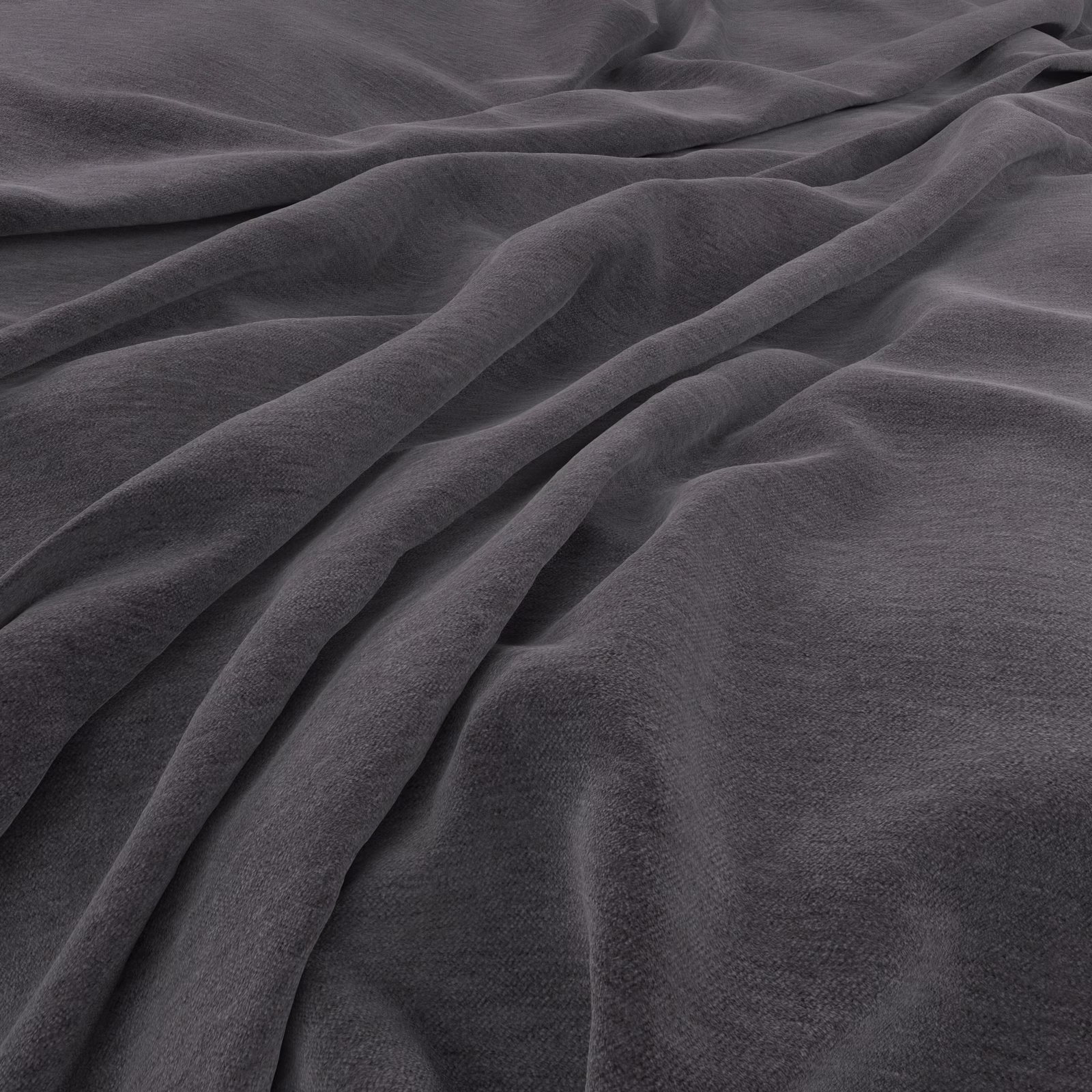 Deep slate-grey fabric with a soft brushed surface falling into fluid folds