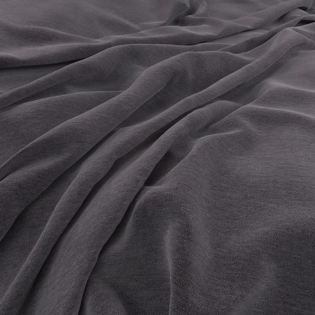 Deep slate-grey fabric with a soft brushed surface falling into fluid folds