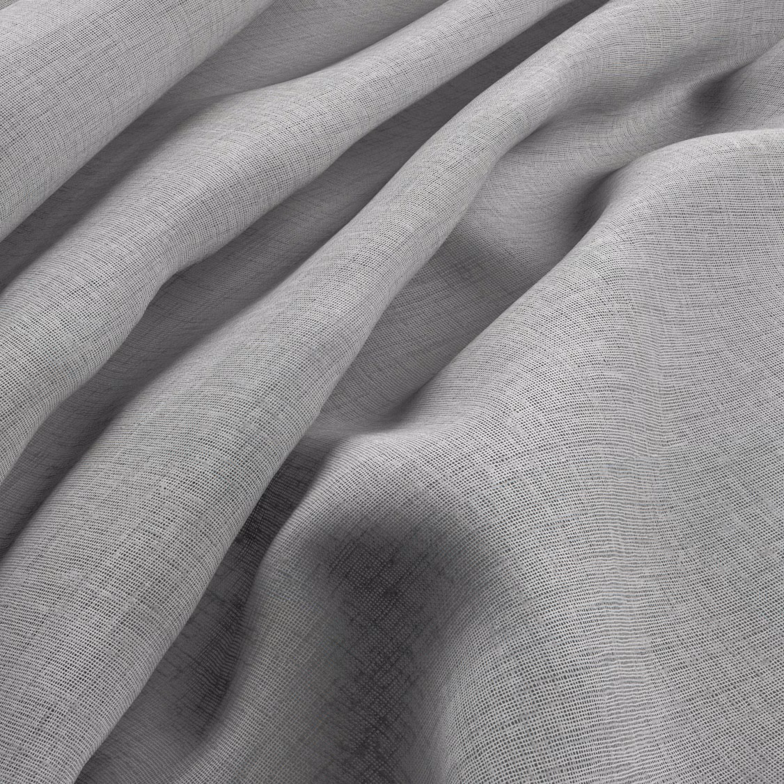 Pale cool-grey fabric with fine crosshatch weave falling into soft folds