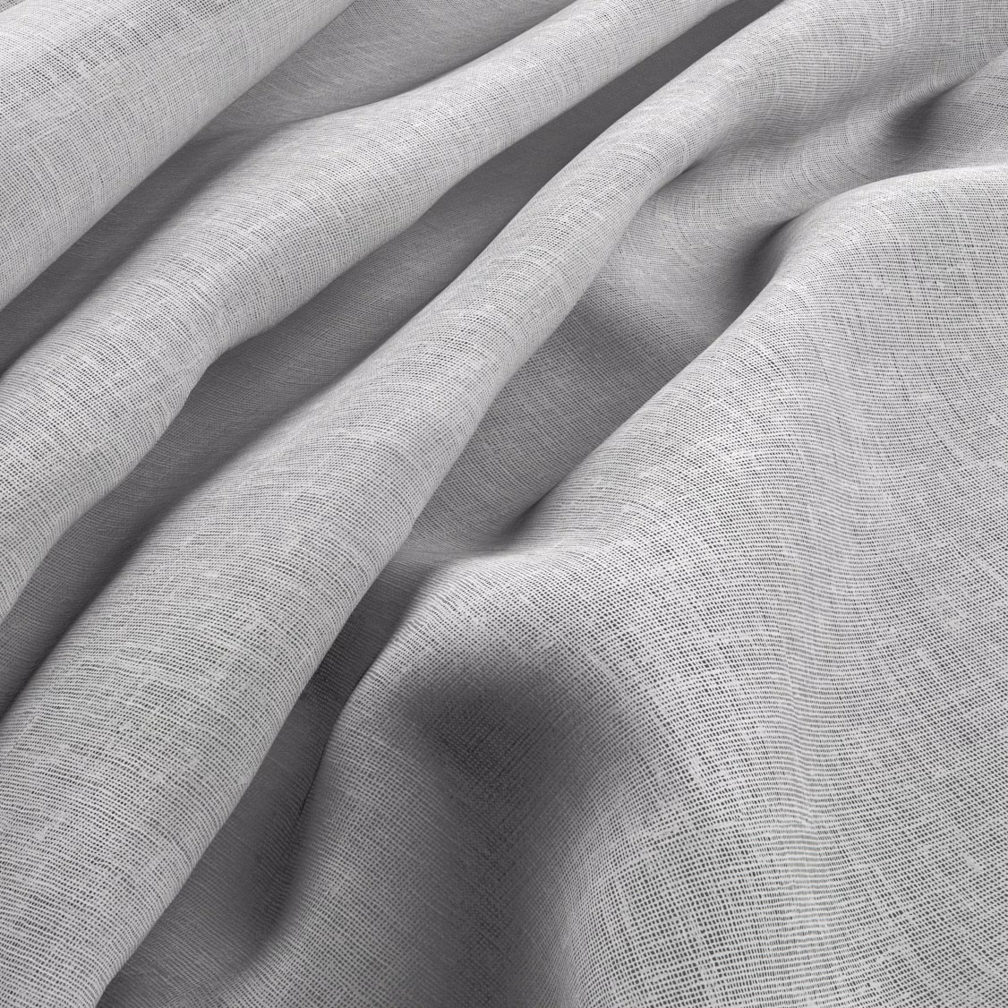 Cool silver-grey fabric with a fine crosshatch weave arranged in soft folds