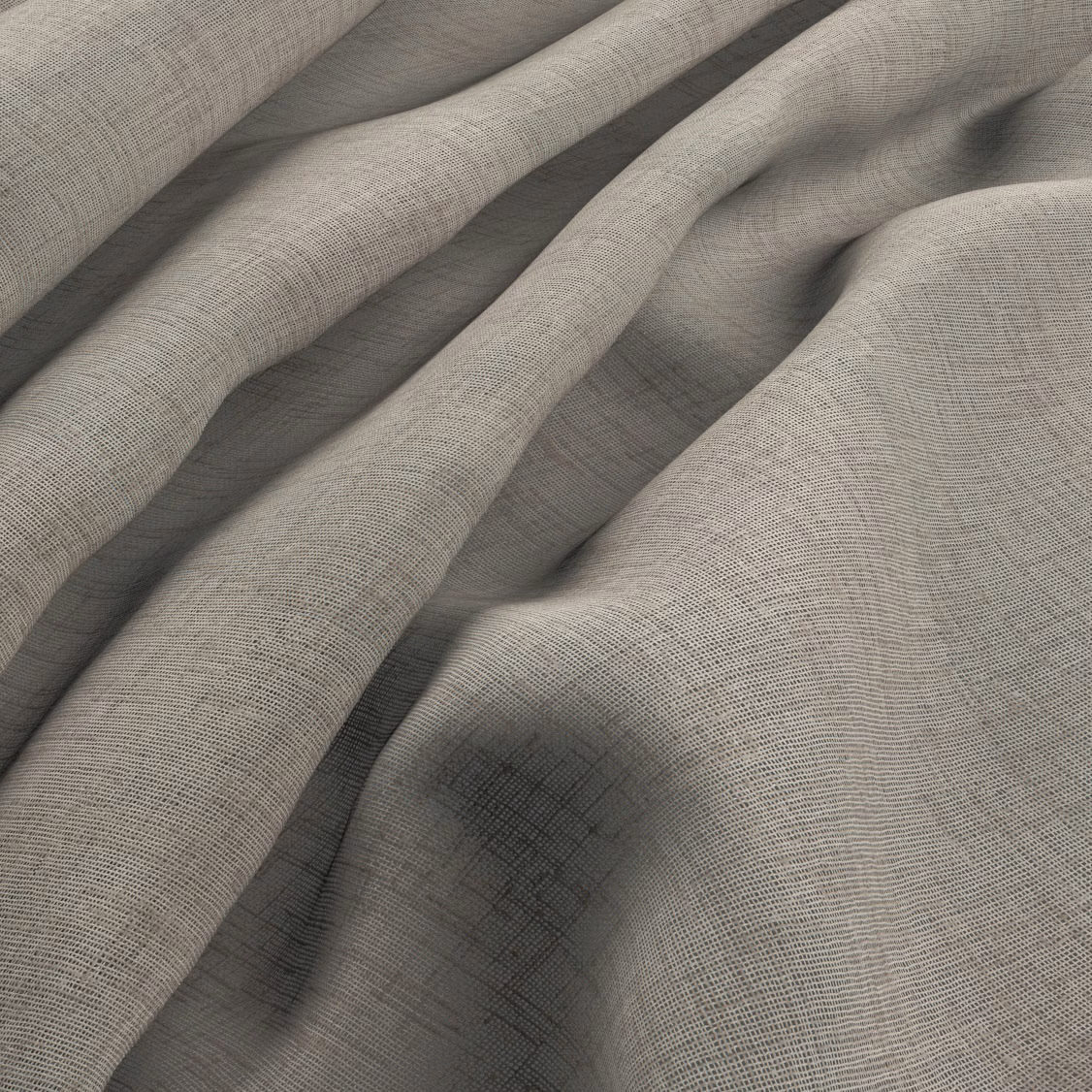 Warm grey-taupe Corfu fabric with a fine crossweave in soft, fluid folds