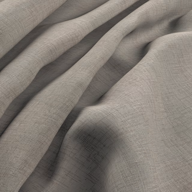 Warm grey-taupe Corfu fabric with a fine crossweave in soft, fluid folds