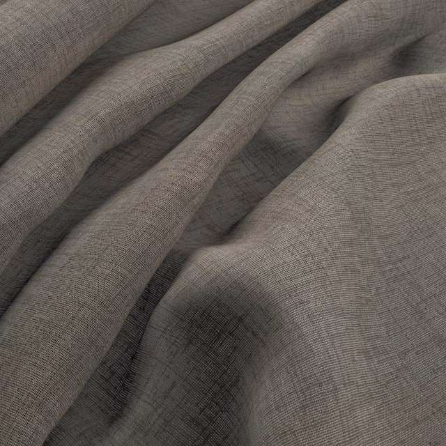 Cool smoke-grey woven fabric with fine crosshatch texture in soft gathered folds