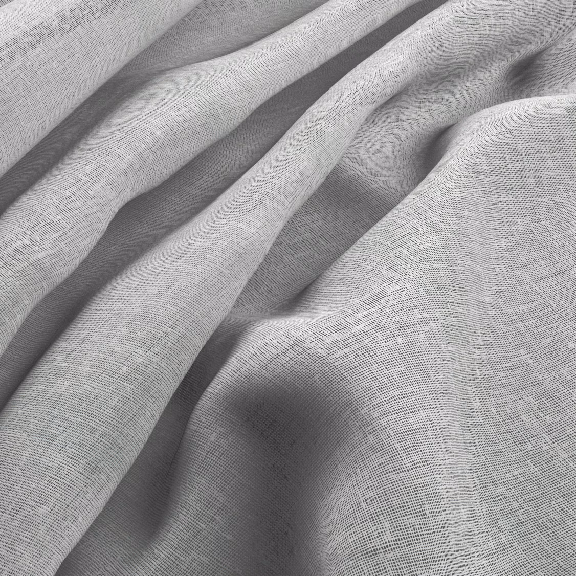 Close-up of cool snow-white woven cloth with fine crosshatch texture in soft folds