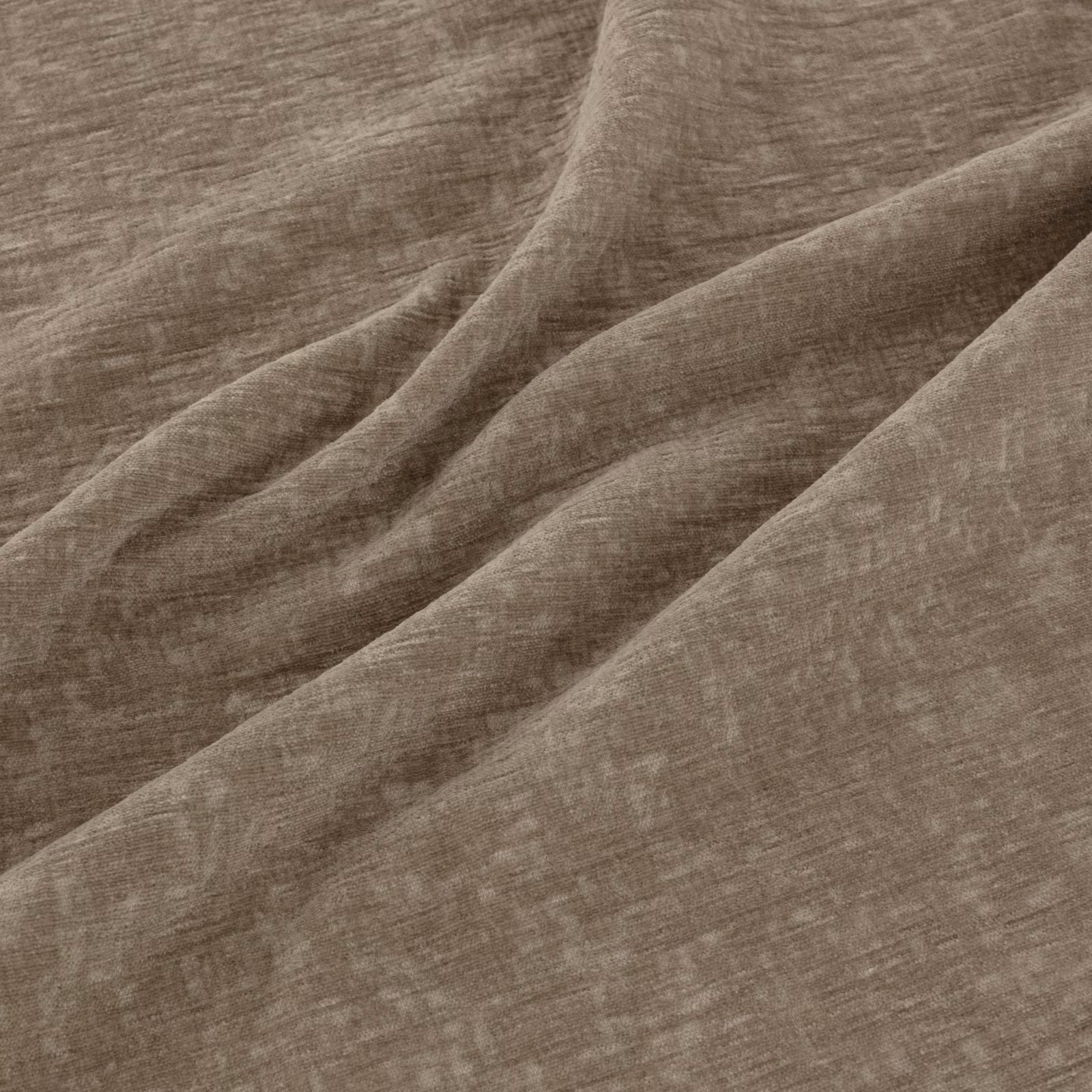 Warm fawn taupe woven fabric shown in soft folds with a subtly mottled texture