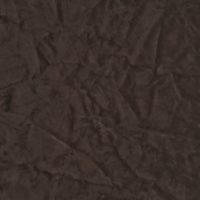 Crushed plain fabric swatch in deep chocolate brown with soft wrinkled texture