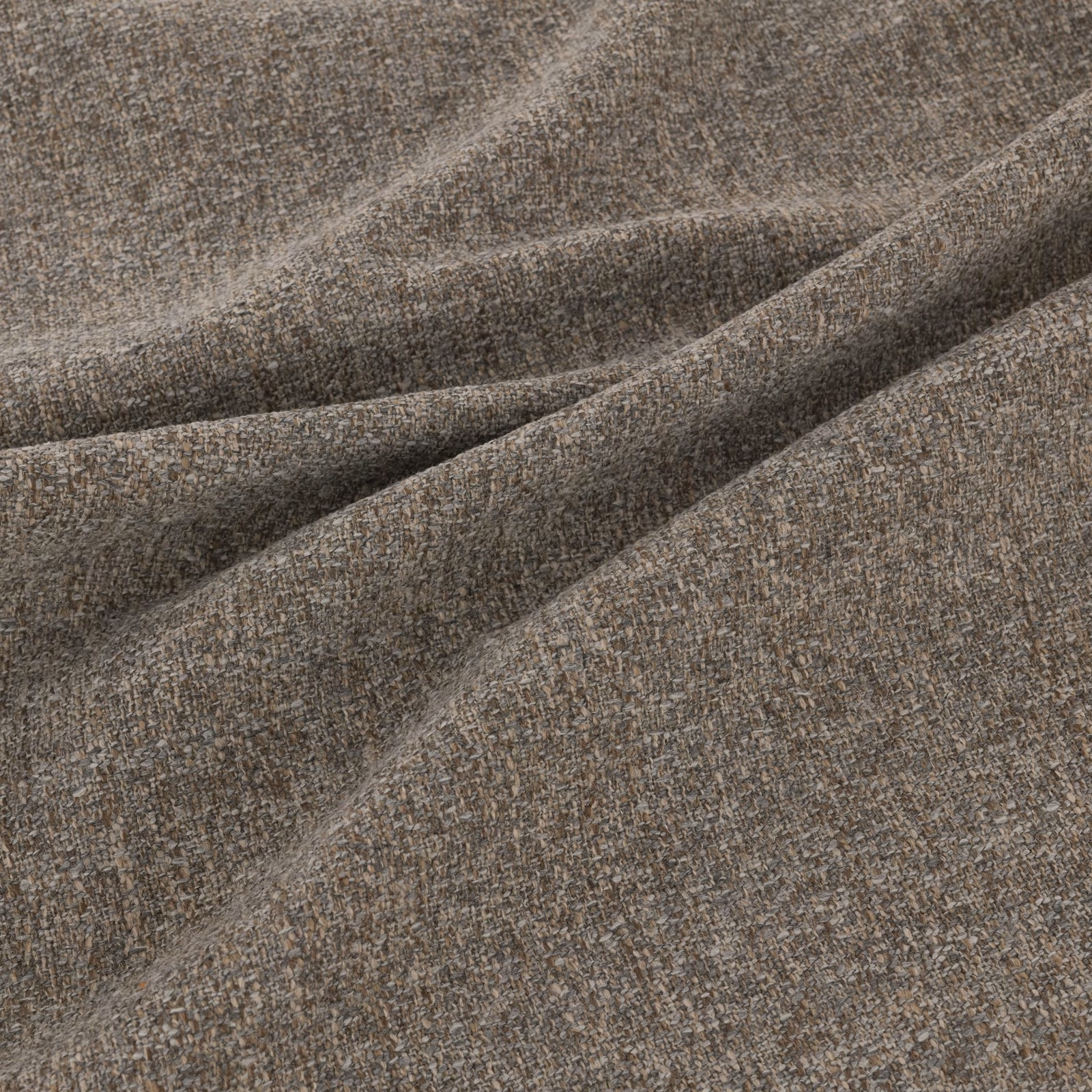Taupe-grey Denali textile with fine mottled weave arranged in soft folds