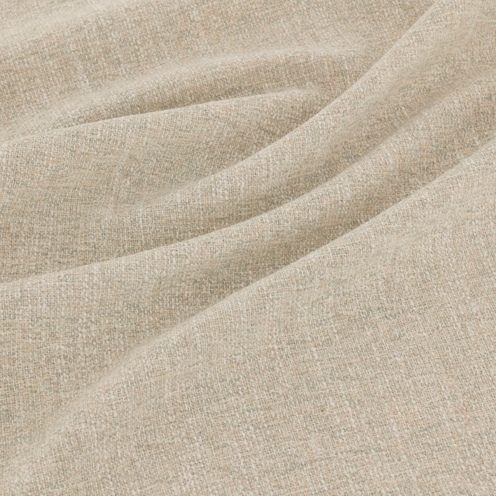 Pale platinum taupe woven fabric with fine crosshatch texture in soft folds