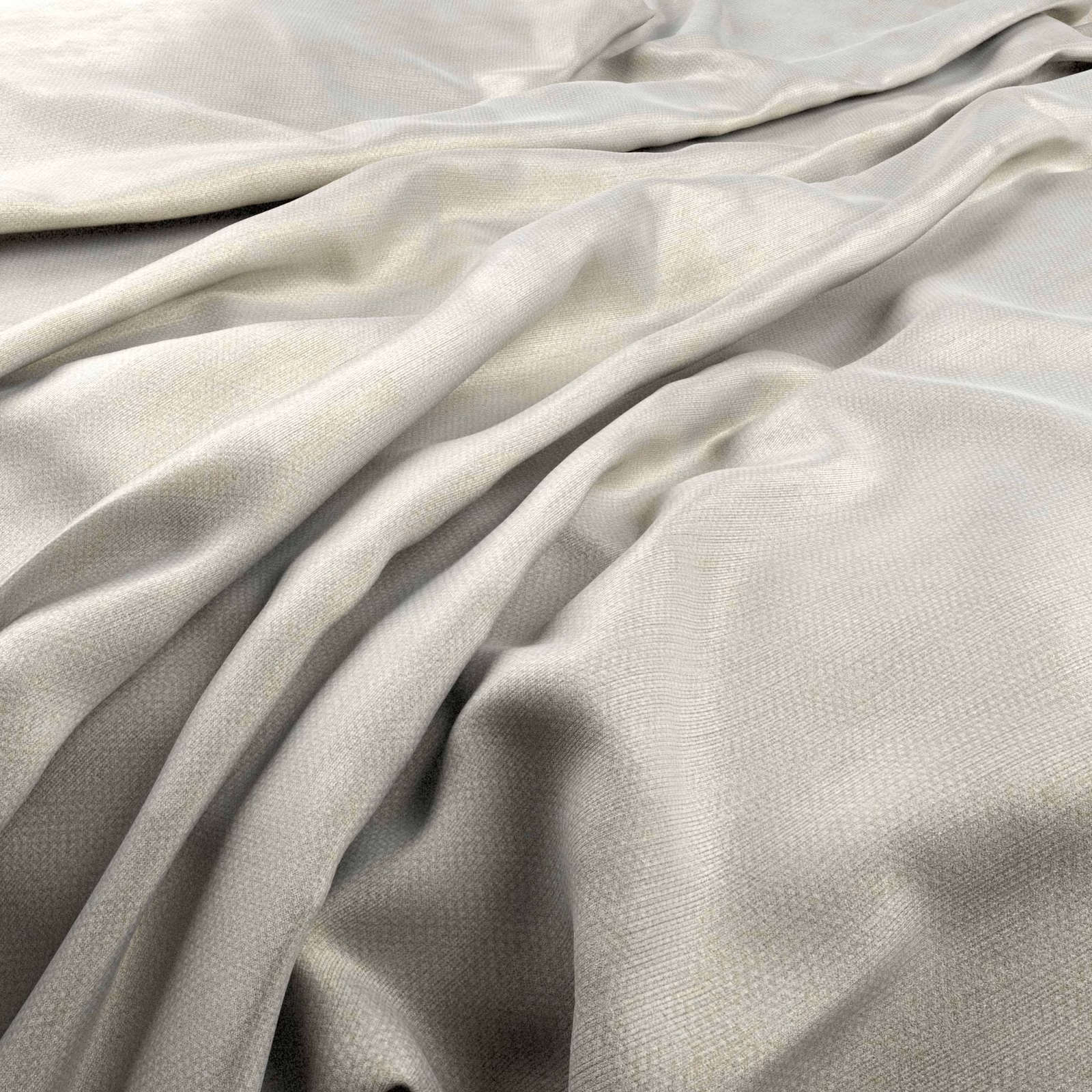 Warm ivory fabric with a fine woven texture, gathered into fluid sculptural folds