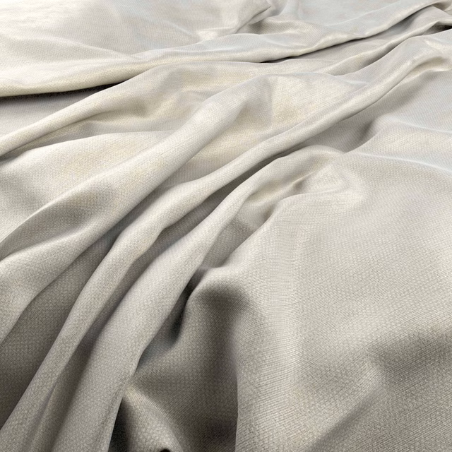 Warm ivory fabric with a fine woven texture, gathered into fluid sculptural folds