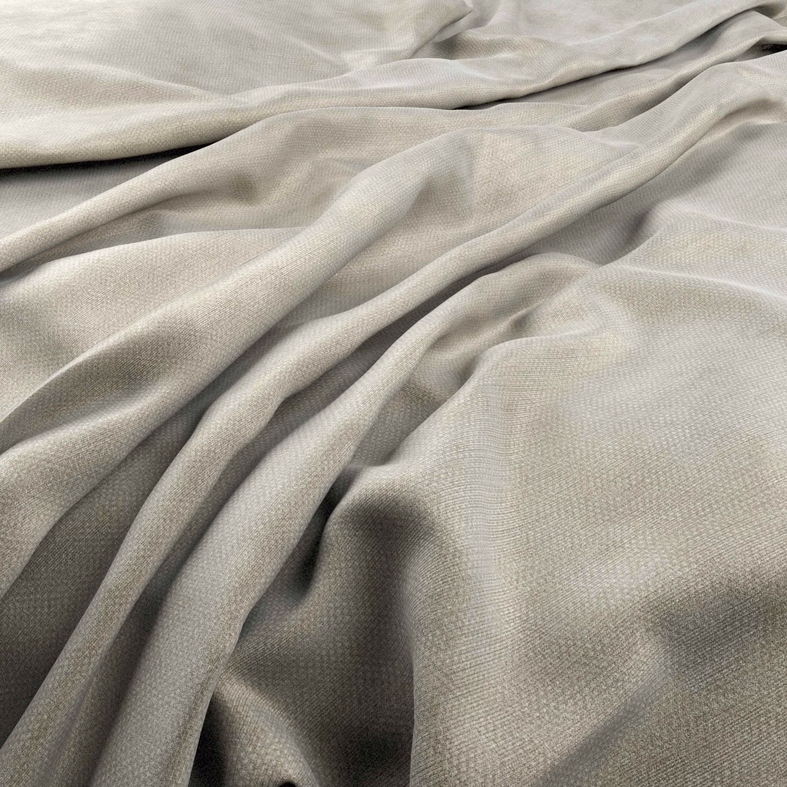Pale greige Dolce fabric with fine woven texture falling into soft, fluid folds