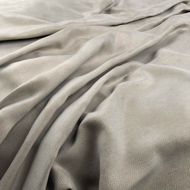 Pale greige Dolce fabric with fine woven texture falling into soft, fluid folds