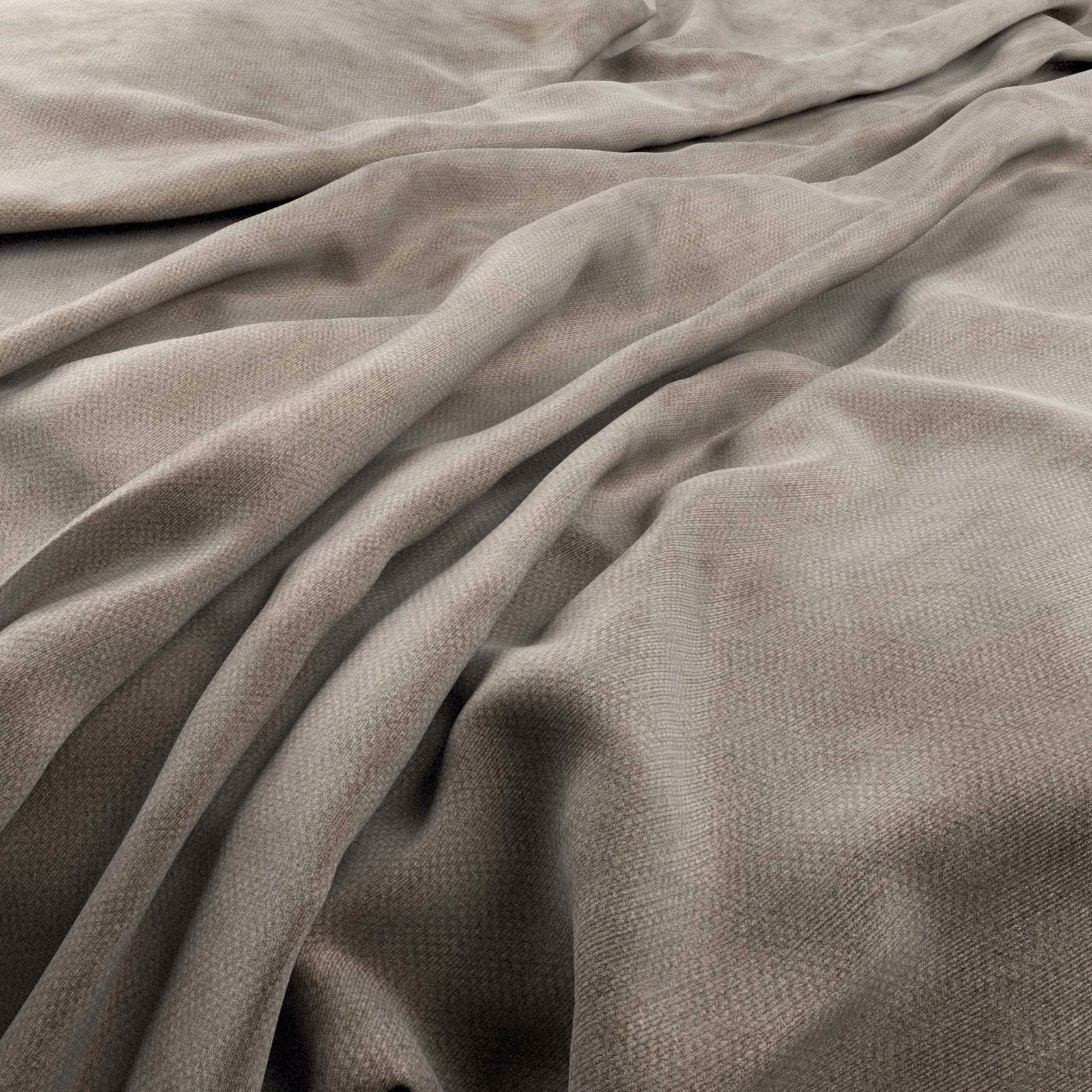 Soft taupe-grey Dolce textile in close weave, gathered into fluid folds