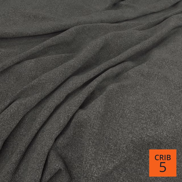 Deep charcoal-grey plain-weave cloth falling into soft, fluid folds