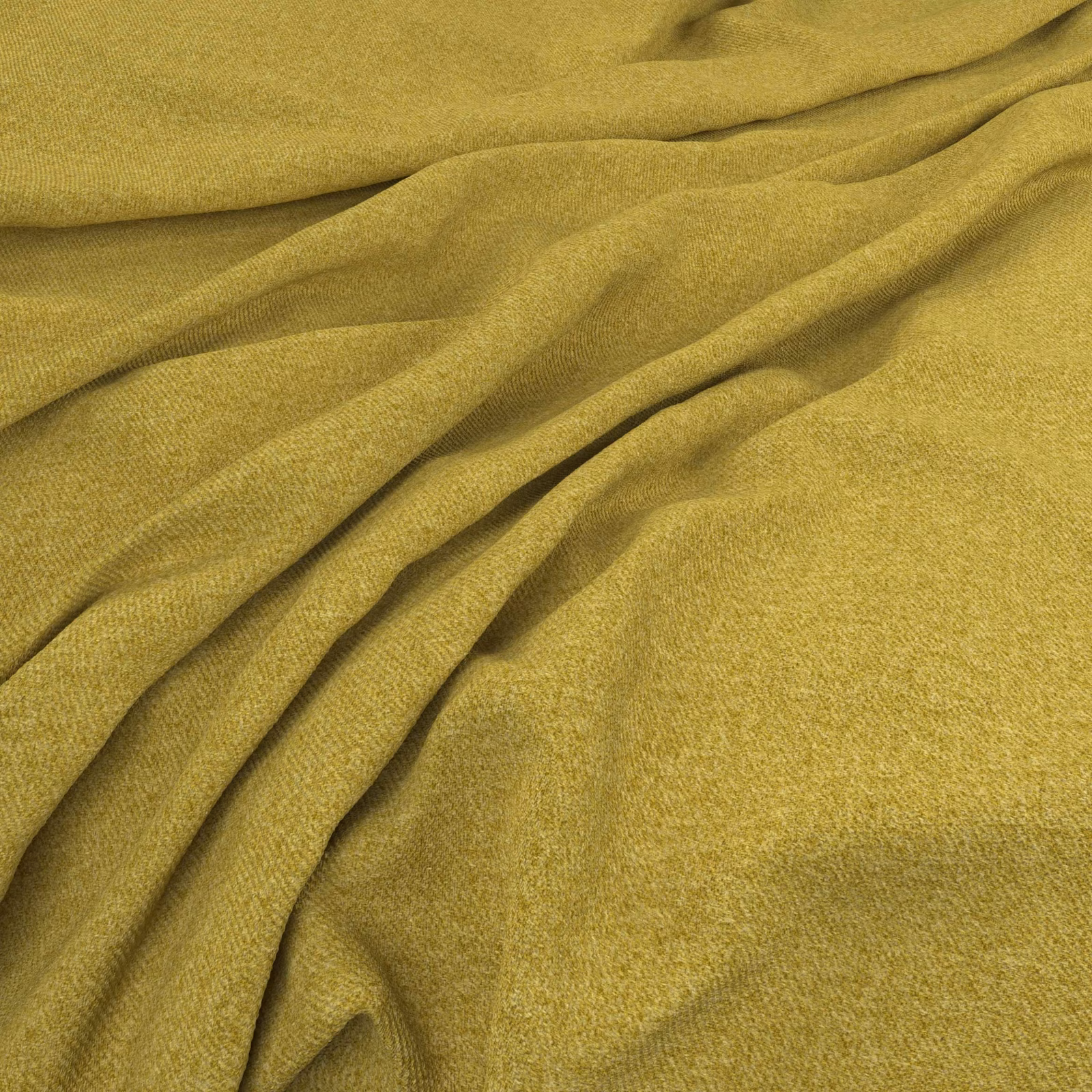 Muted citron-olive fabric with fine grain and deep draped folds