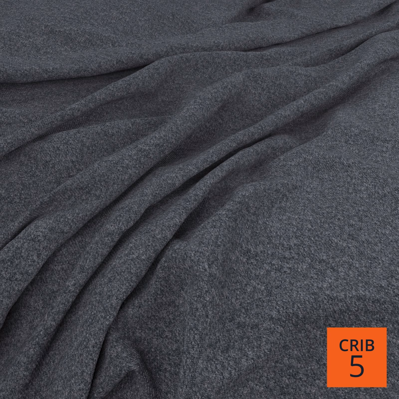 Charcoal blue-grey Dolly fabric with a soft fine weave gathered into folds