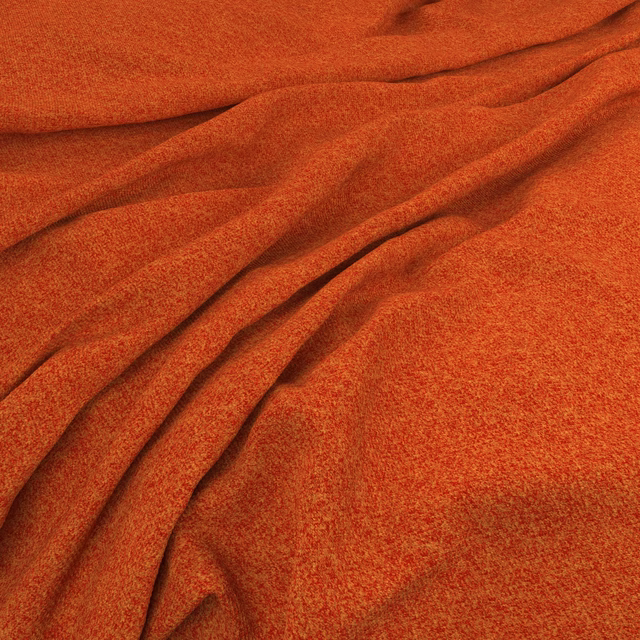 Burnt marmalade-orange textile with fine mottled texture and deep soft folds