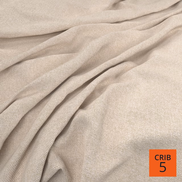 Warm pale beige woven fabric draped in soft folds with a fine tactile texture
