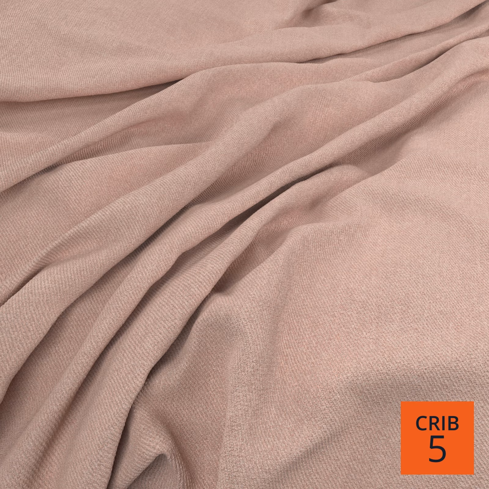 Dusty petal-pink plain-weave fabric gathered into soft, flowing folds