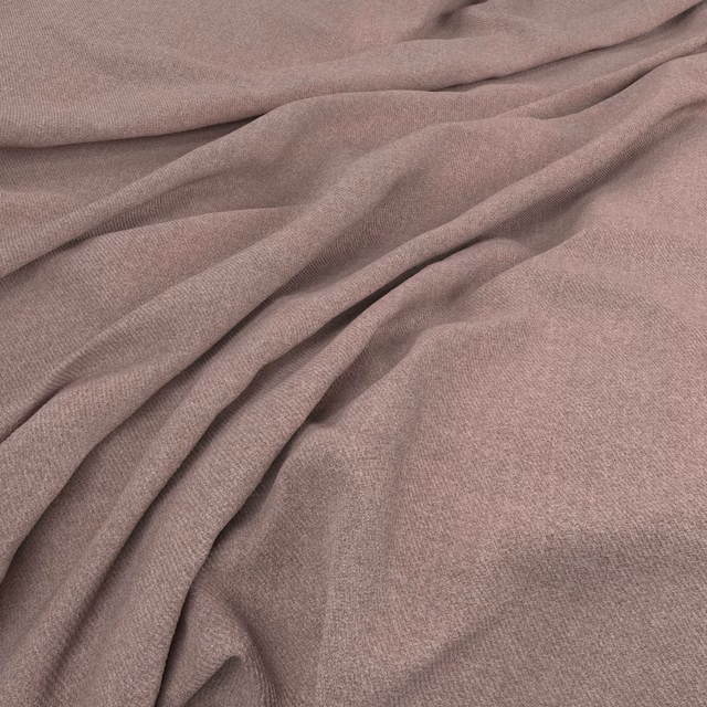 Dusty mauve-taupe woven fabric falling in softly gathered, fluid folds