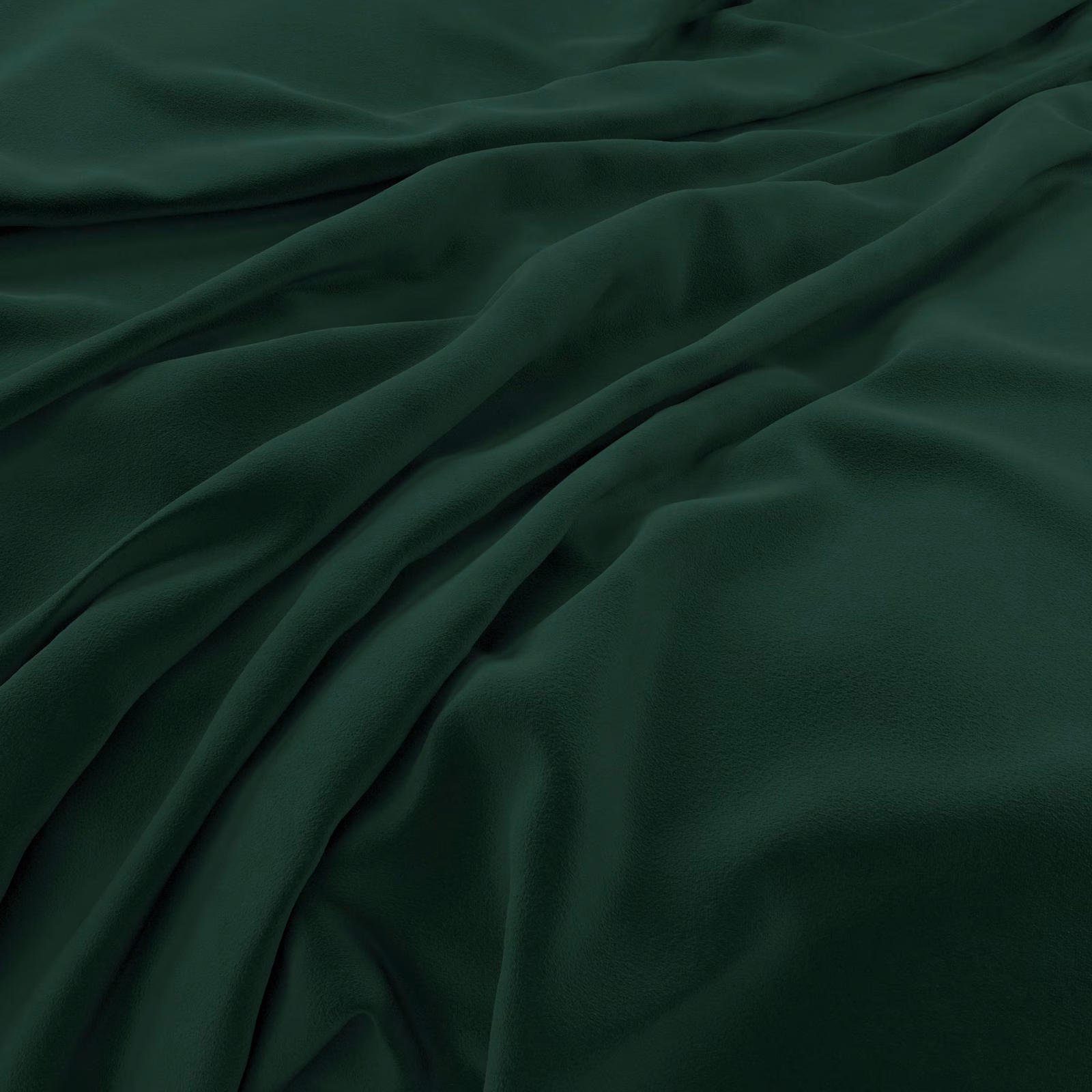 Deep hunter-green velvet draped in folds, showing soft sheen and dark tonal variation