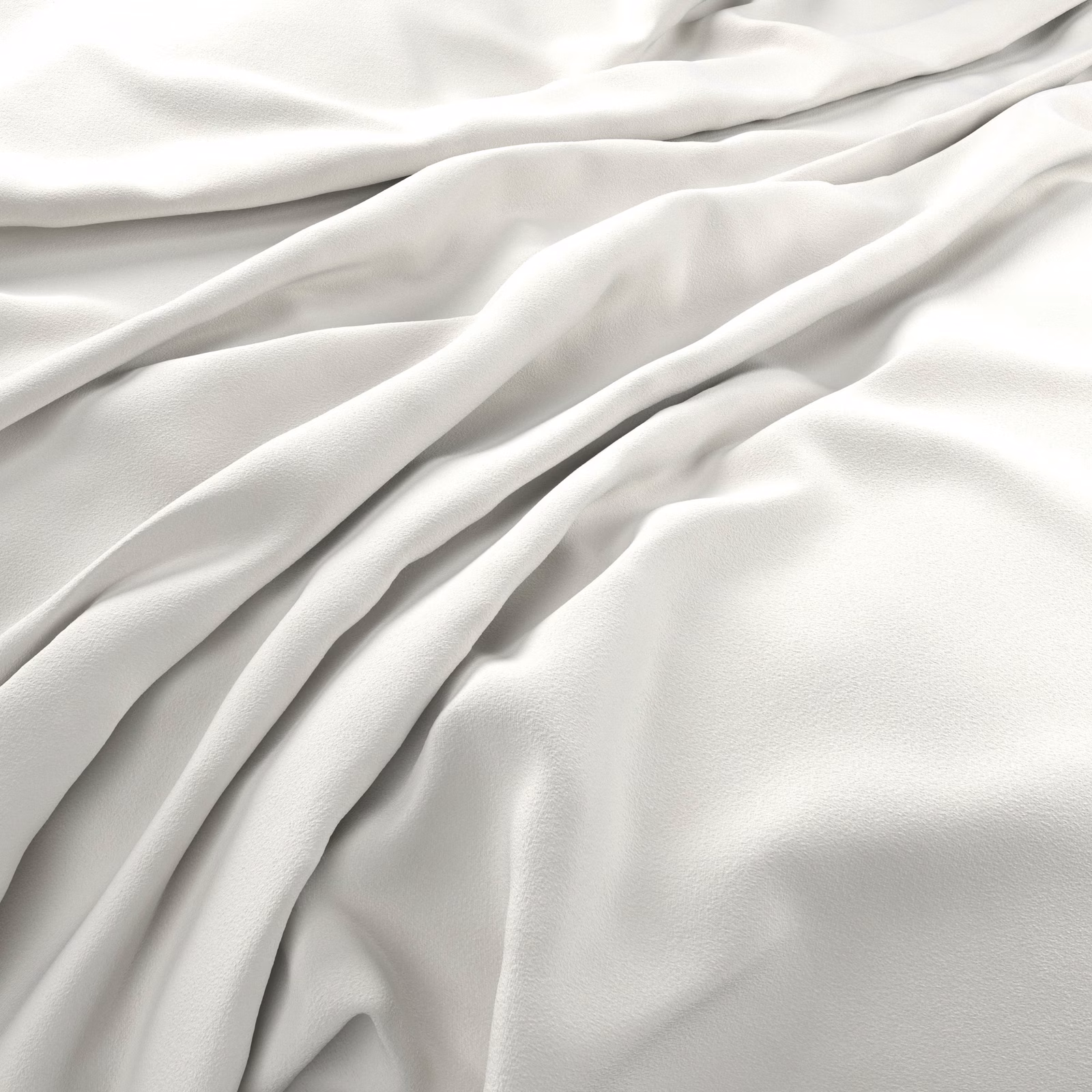 Soft ivory-white velvet draped in folds, showing a smooth subtly light-catching pile