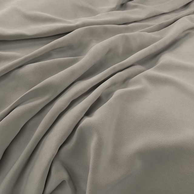 Silver-grey velvet swatch with soft nap and deep fluid folds