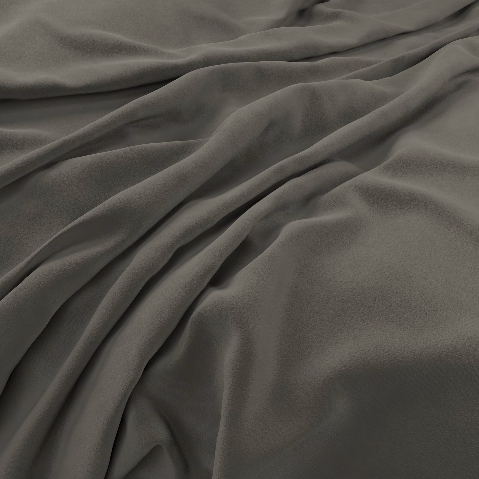 Deep slate-grey velvet with soft pile and broad, light-catching folds