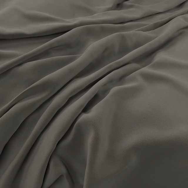 Deep slate-grey velvet with soft pile and broad, light-catching folds
