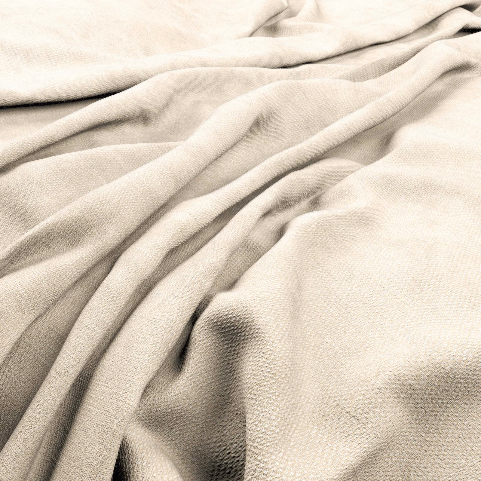 Warm alabaster ivory fabric showing fine weave and softly folded drape