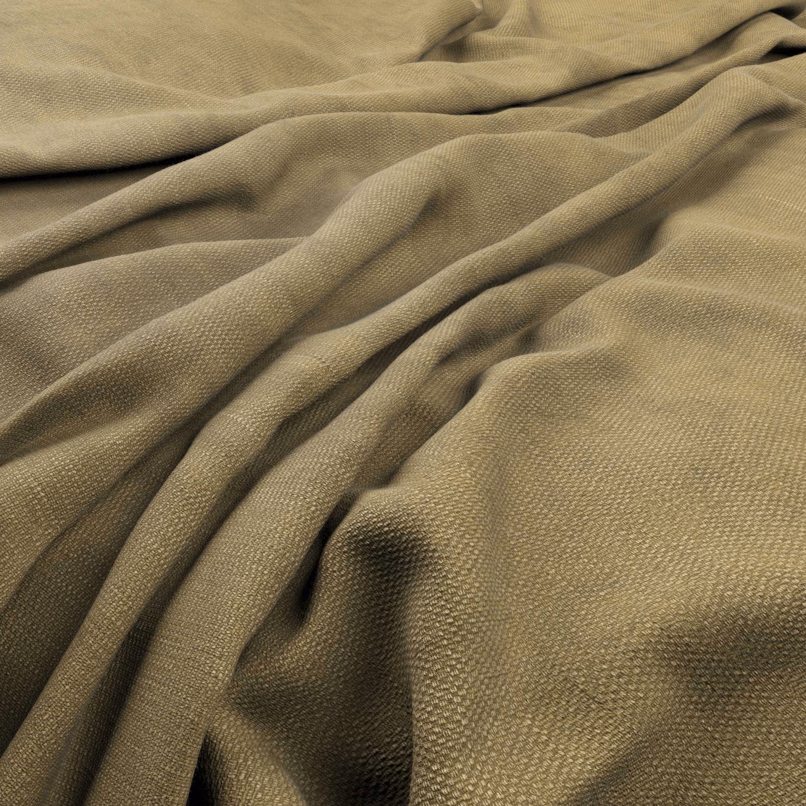 Muted olive-chartreuse woven fabric with fine texture, gathered into soft folds