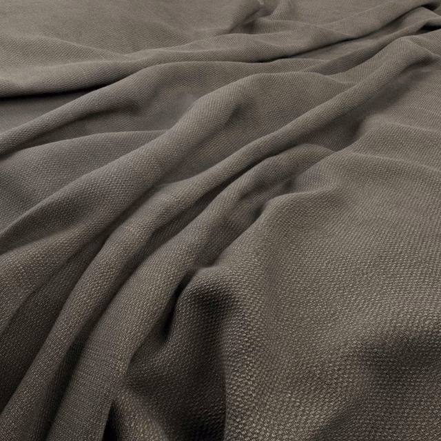 Draped Edinburgh fabric in warm gunmetal grey with a fine, dense woven texture