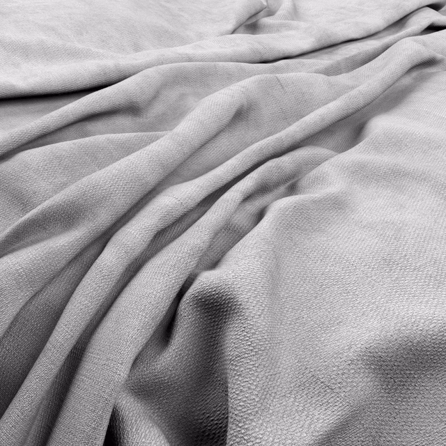 Close-up of cool silver-grey fabric with fine woven texture in soft flowing folds