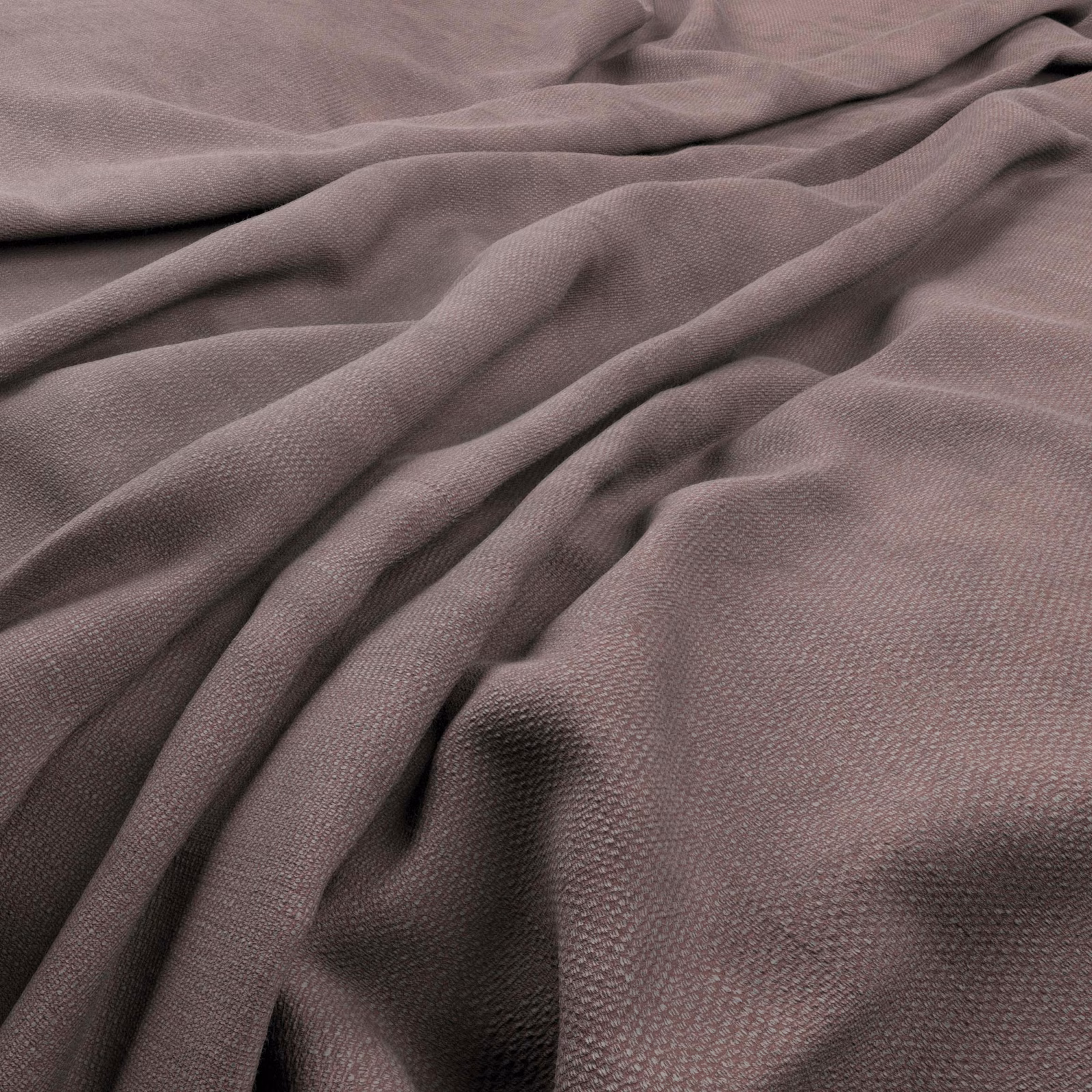 Dusty mauve-taupe fabric with fine woven texture falling in soft, fluid folds