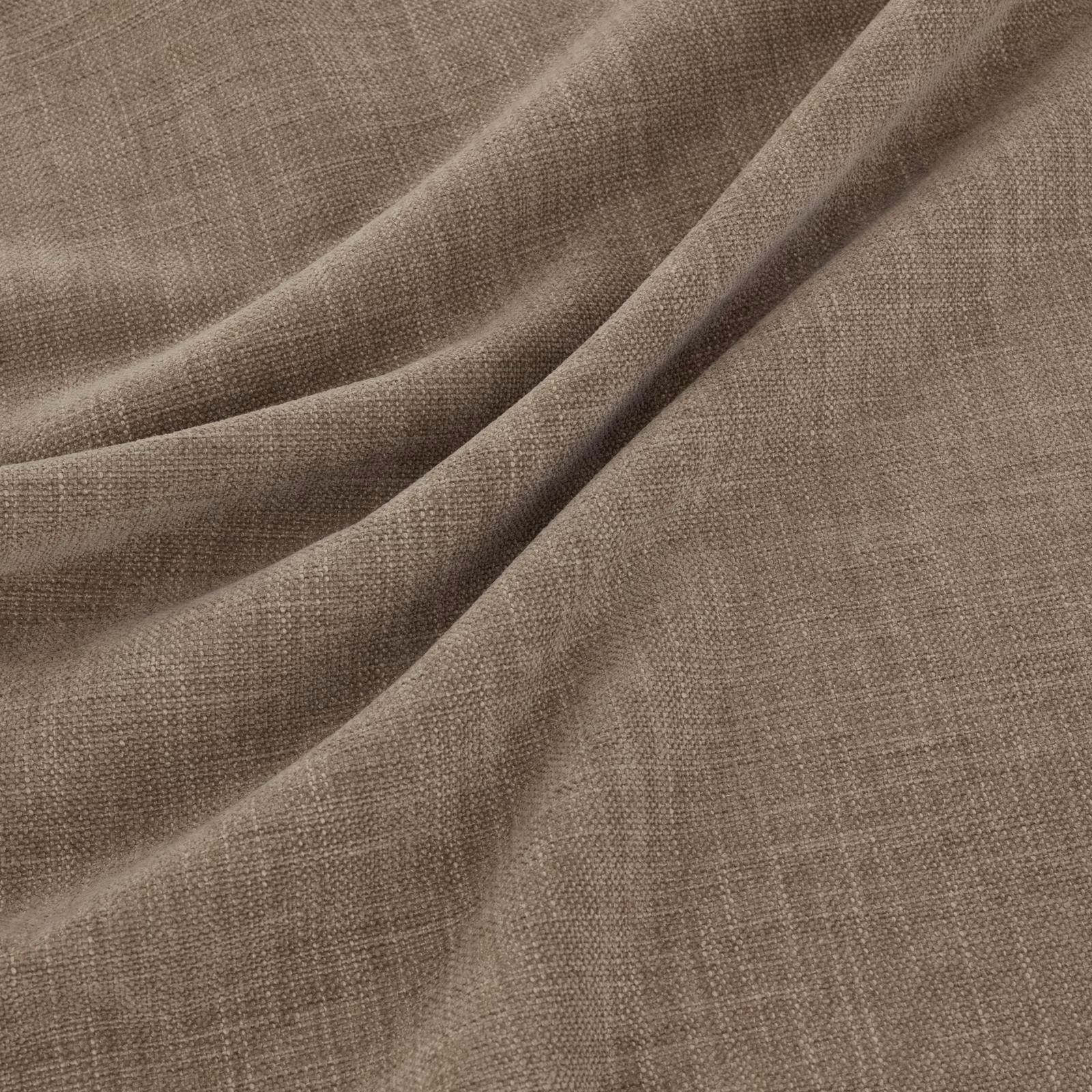 Warm nutmeg taupe fabric with fine woven texture folded into soft diagonal drapes