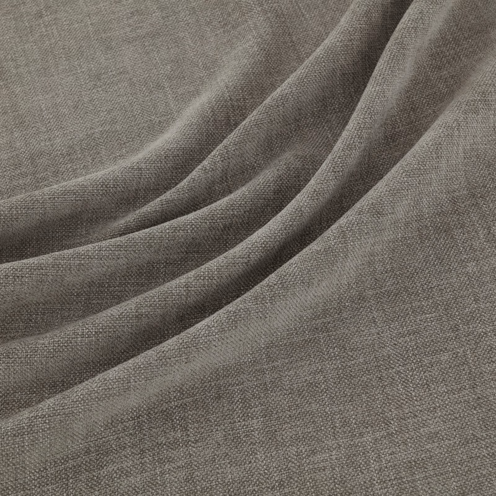 Soft zinc-grey woven fabric with a fine, subtly mottled surface in folded drape