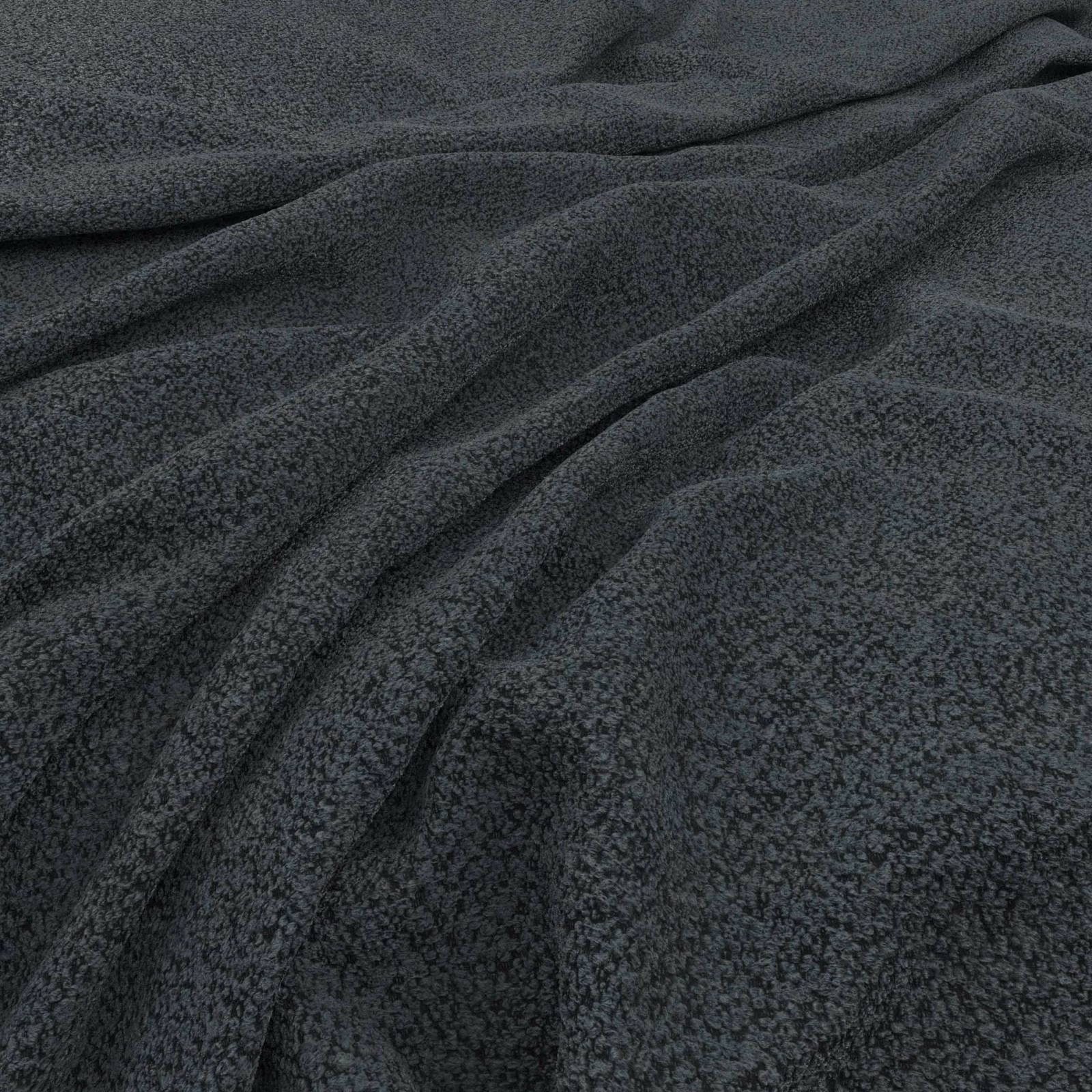 Dark airforce-blue fabric with a fine mottled texture falling into soft folds