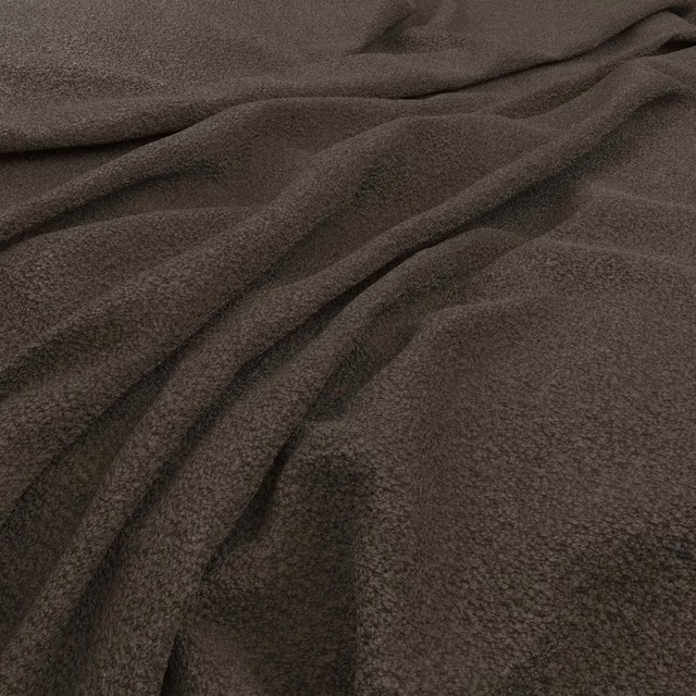 Deep bitter-brown textured fabric gathered in soft folds with a subdued sheen