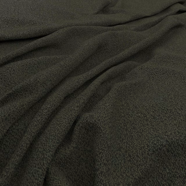 Dark fern-green fabric with fine nubby texture gathered into soft, shadowed folds
