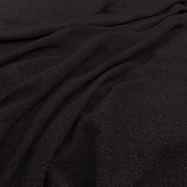 Deep onyx-black textile with a fine pebbled surface gathered into soft folds