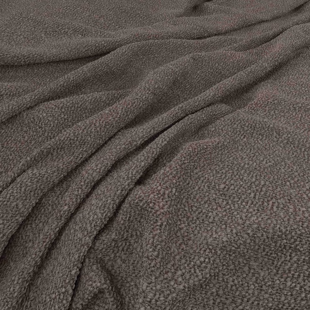 Dark taupe-grey nubby fabric with subtle dusty rose flecks and soft folds