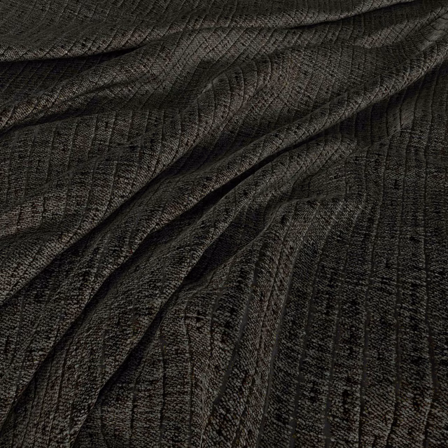 Near-black hunter green fabric with fine vertical striations and softly textured folds