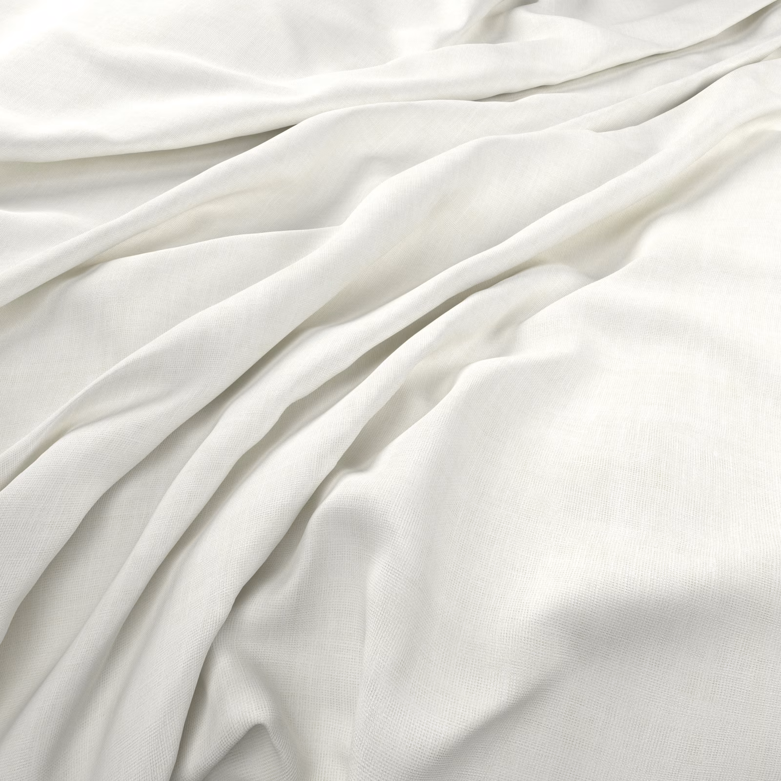 Soft chalk-white fabric with a fine weave falling in fluid, layered folds