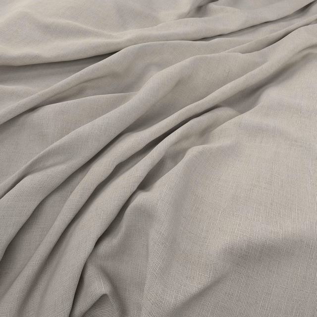 Pale greige plain weave fabric falling into soft, fluid folds