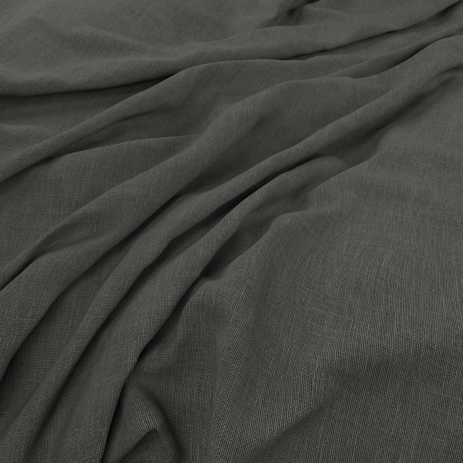 Deep juniper green-grey fabric with fine crosshatch weave arranged in soft folds