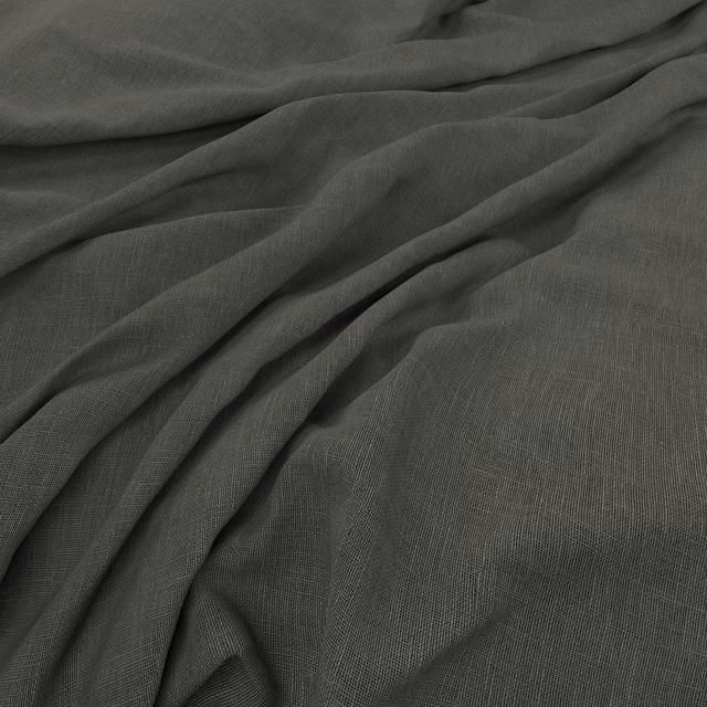 Deep juniper green-grey fabric with fine crosshatch weave arranged in soft folds