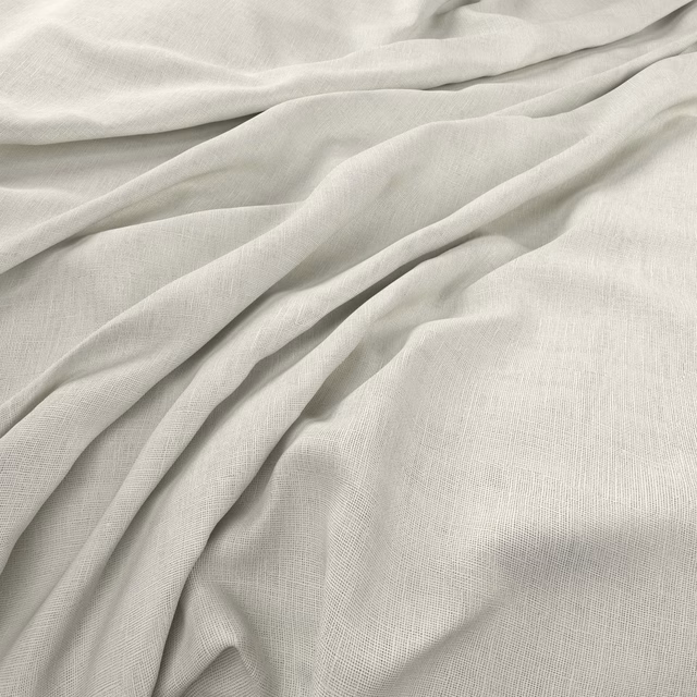Pale limewash-ivory fabric with fine plain weave falling in soft folds