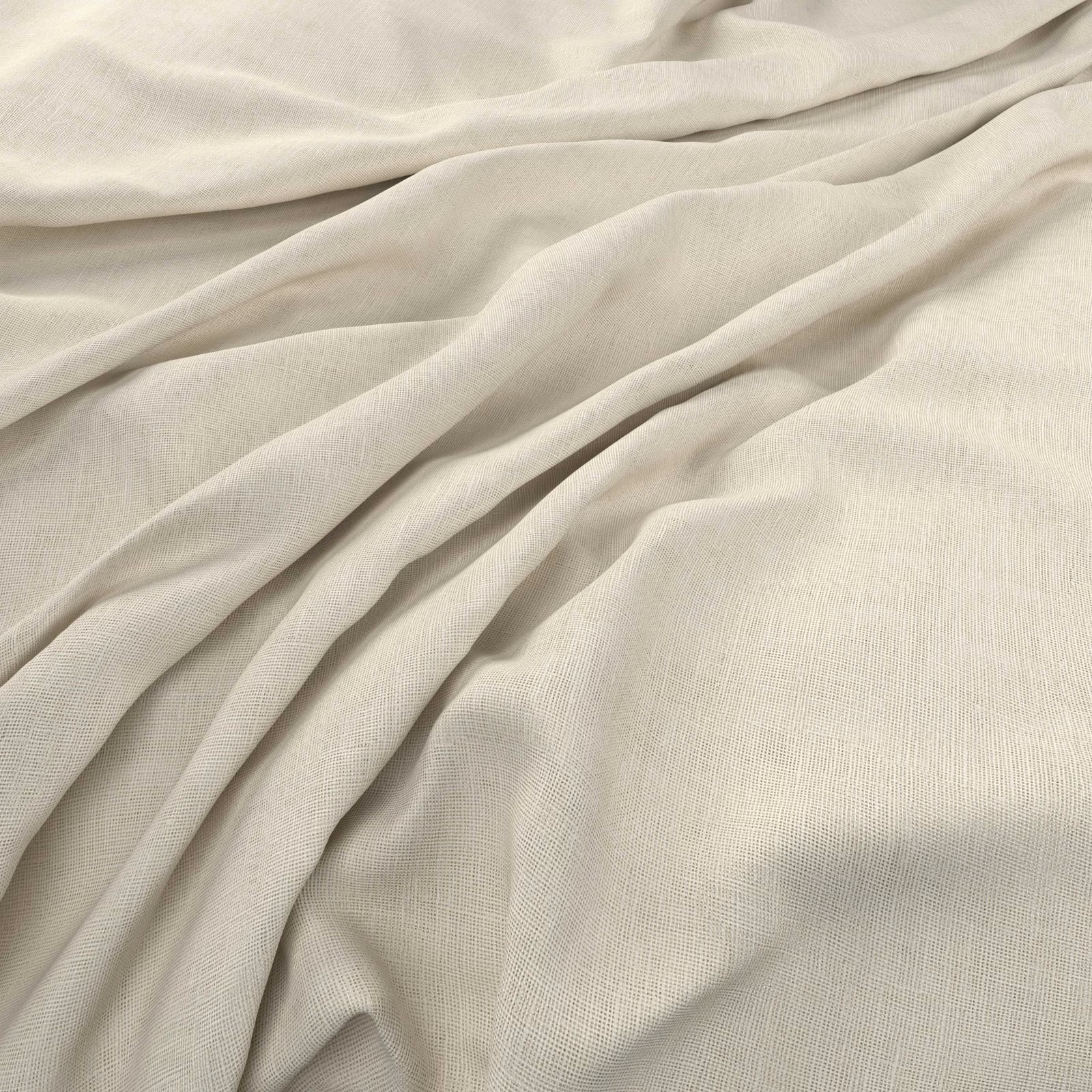 Papyrus cream fabric with a fine open weave, draped in softly shadowed folds