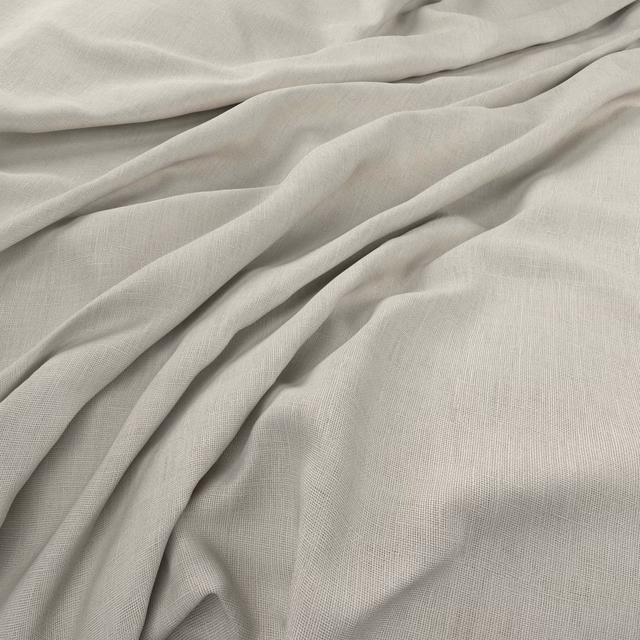 Pale pebble-grey fabric with a fine weave gathered into soft flowing folds